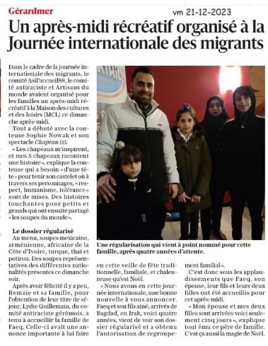 Journée Internationale des Migrants 2023 à Gérardmer